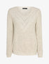 Pull uni à col V ajouré - Beige - 1