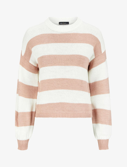 Pull à rayures - Rose/blanc - 1