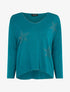 Pull fin oversize orné de strass - Bleu - 1
