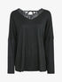Pull fin oversize à empiècement dentelle - Noir - 1