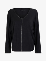 Pull fin chauve-souris à détails irisés - Noir - 1