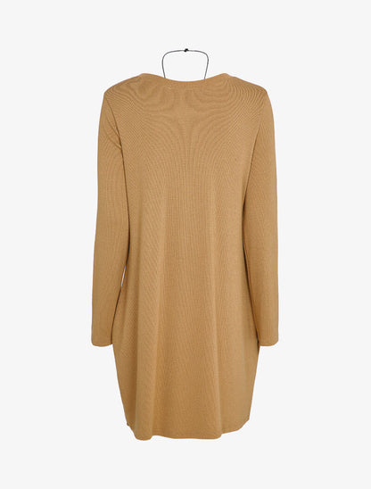 Robe pull fluide avec sautoir - Camel - 2
