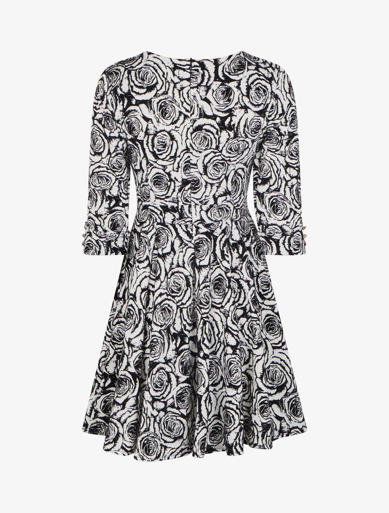 Robe patineuse à imprimé roses en velours dévoré - Blanc - 2