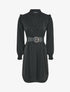 Robe satinée à épaules volantées et manches bouffantes - Noir - 3