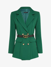 Blazer croisé à poches décoratives - Vert émeraude - 1