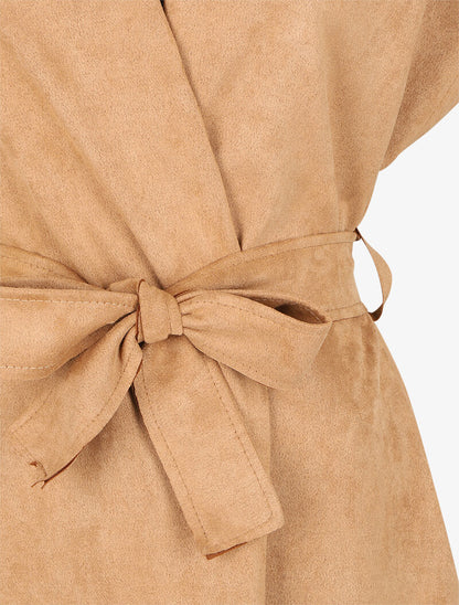 Veste à franges en suédine - Camel - 3