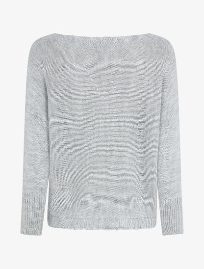 Pull à col bénitier et manches dolman - Gris clair - 2