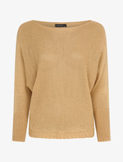 Pull à col bénitier et manches dolman - Camel - 1