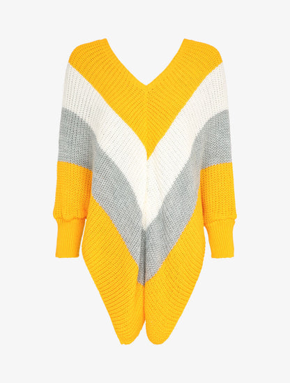 Pull style poncho à bords asymétriques - Jaune - 4