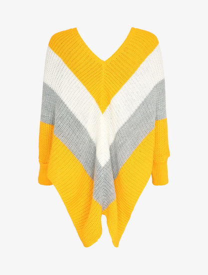 Pull style poncho à bords asymétriques - Jaune - 2