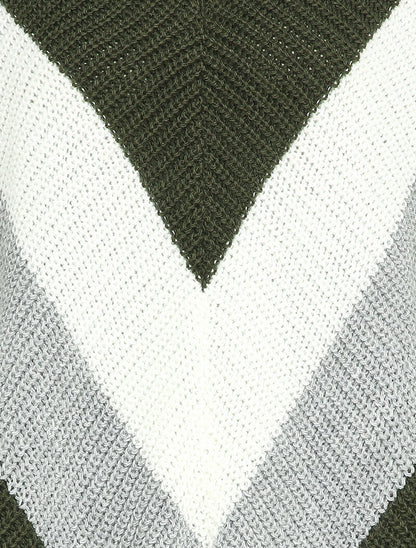 Pull style poncho à bords asymétriques - Kaki - 3