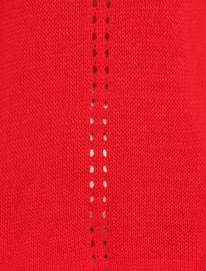 Pull à dos long ajouré et stylisé - Rouge - 3