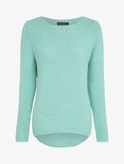 Pull long à dos en maille ajourée - Bleu ciel - 1