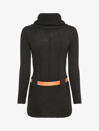 Pull à col roulé long en maille - Noir - 2