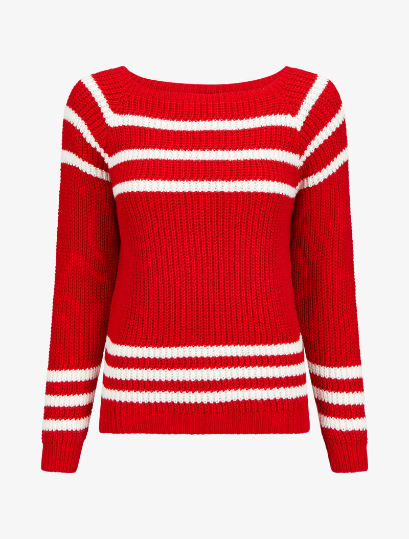 Pull oversize à bandes contrastantes - Rouge - 1