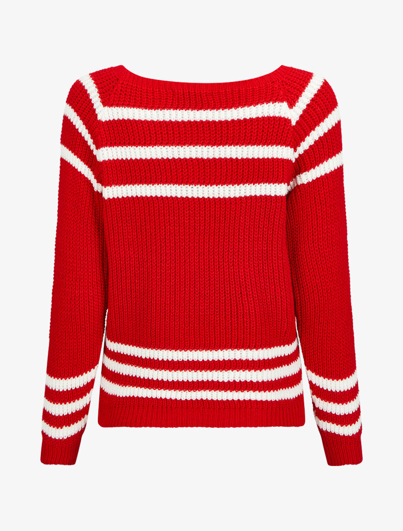 Pull oversize à bandes contrastantes - Rouge - 2