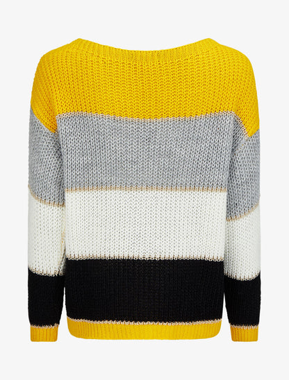 Pull color block à détails irisés - Jaune - 2