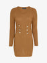 Pull long à boutons dorés stylisés - Camel - 4