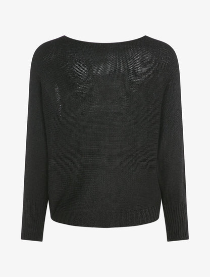 Pull à col bateau et motifs léopard lamés - Noir - 2