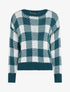 Pull à imprimé damier stylisé - Bleu canard - 1