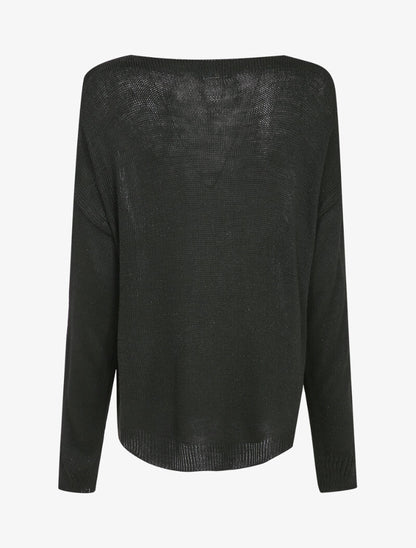 Pull long oversize à motif étoile argentée - Noir - 2