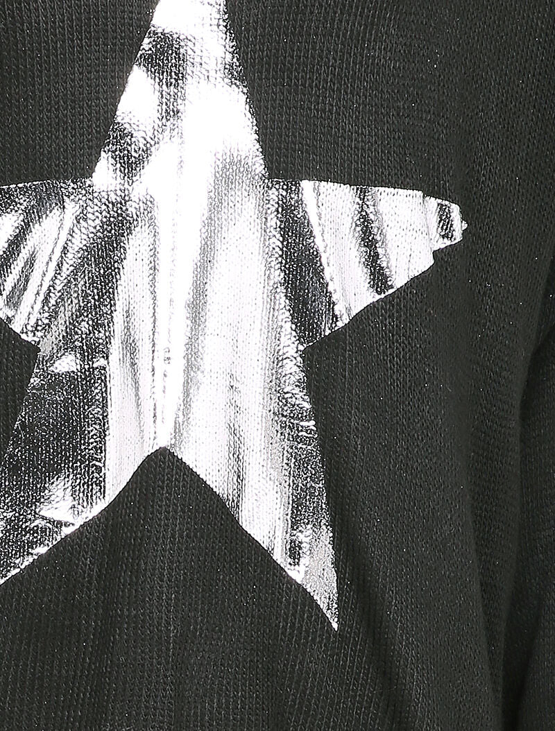 Pull long oversize à motif étoile argentée - Noir - 3