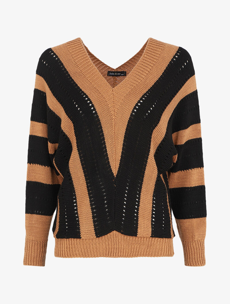 Pull oversize à rayures - Camel - 4