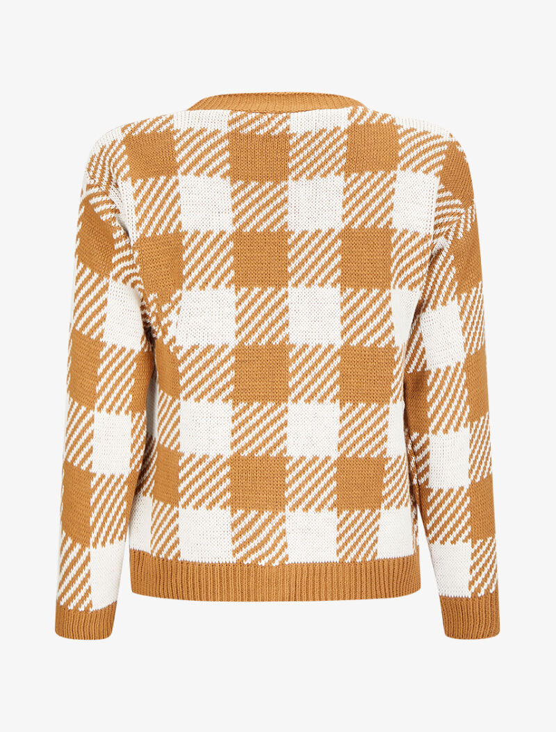 Gilet à carreaux graphiques - Camel/blanc - 2