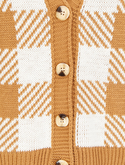 Gilet à carreaux graphiques - Camel/blanc - 3