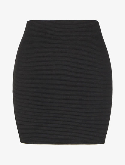 Jupe côtelée à taille haute - Noir - 1