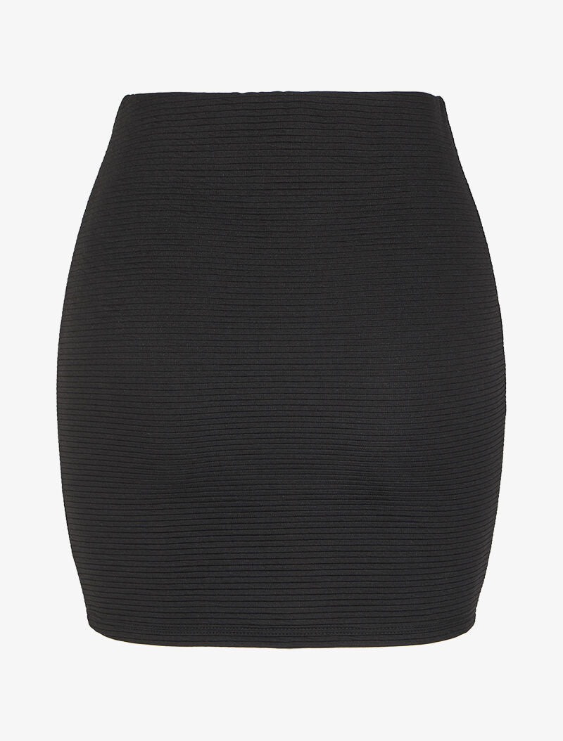 Jupe côtelée à taille haute - Noir - 2