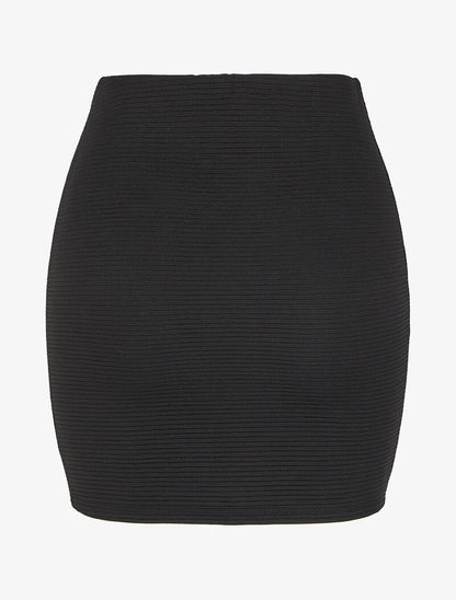 Jupe côtelée à taille haute - Noir - 2