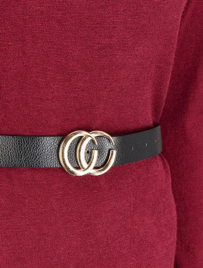 Robe pull à dos ouvert et détail torsadé - Bordeaux - 3