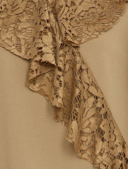 Top ample à empiècement dentelle - Camel - 3