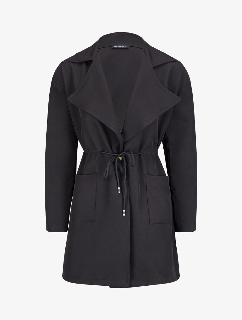 Veste oversize avec liens de serrage - Noir - 1