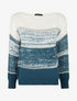 Pull col bateau à motifs rayés dorés - Bleu - 1
