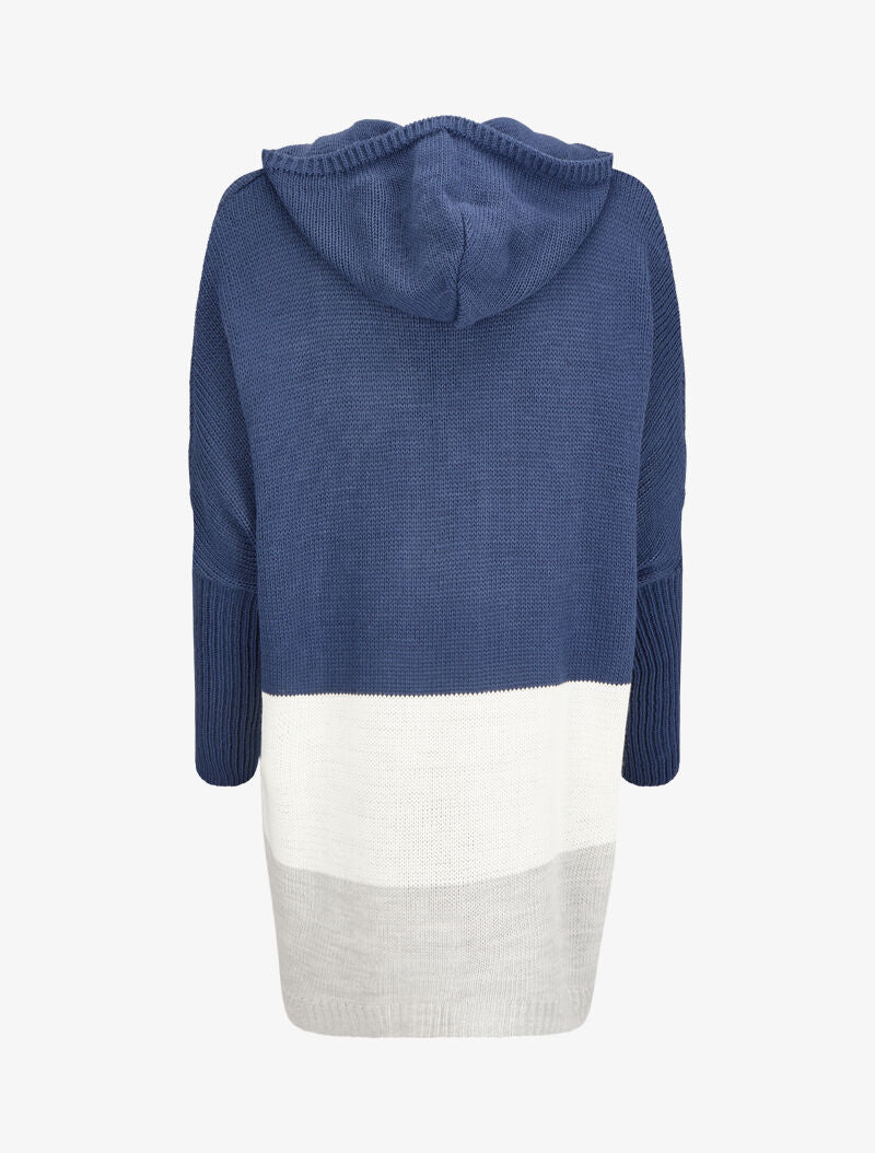 Gilet long à capuche - Bleu - 2