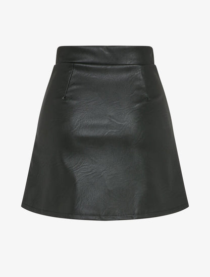 Mini-jupe en simili style portefeuille - Noir - 2