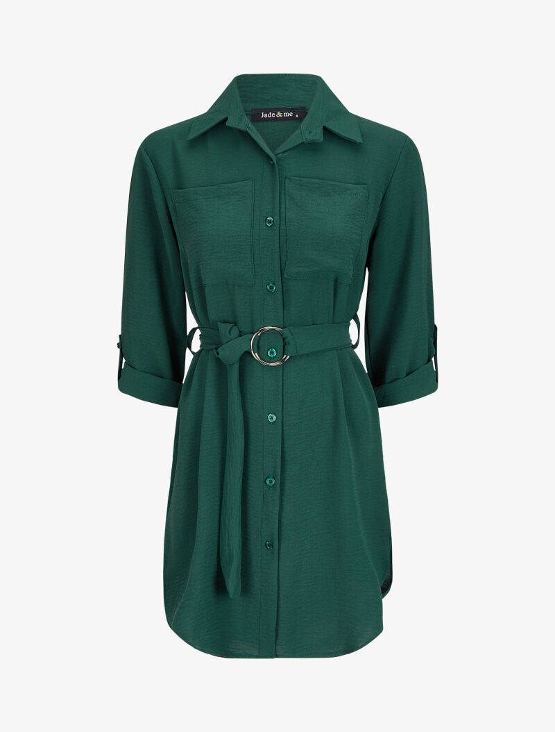 Tunique style chemise à poches plaquées - Vert sapin - 1