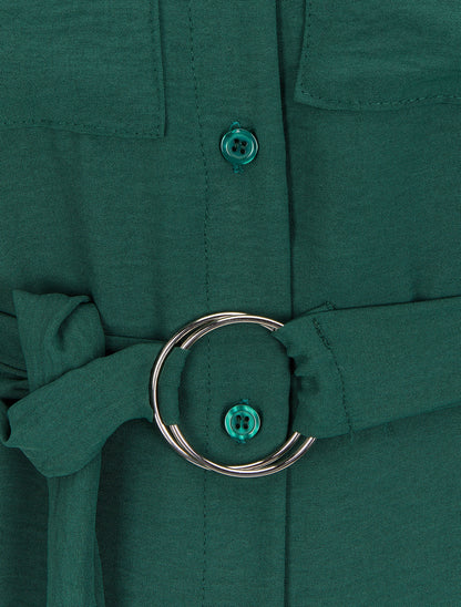 Tunique style chemise à poches plaquées - Vert sapin - 3