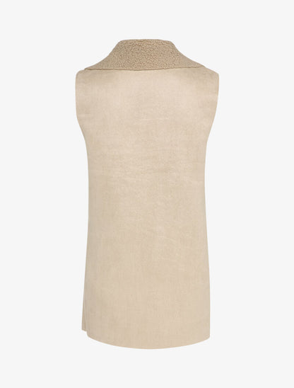 Veste sans manche style peau de mouton retournée - Beige - 2