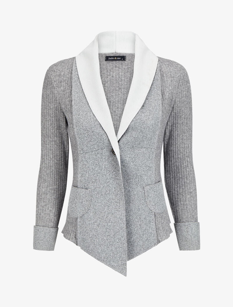 Gilet côtelé à pans asymétriques - Gris chiné - 4