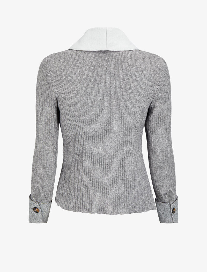 Gilet côtelé à pans asymétriques - Gris chiné - 2