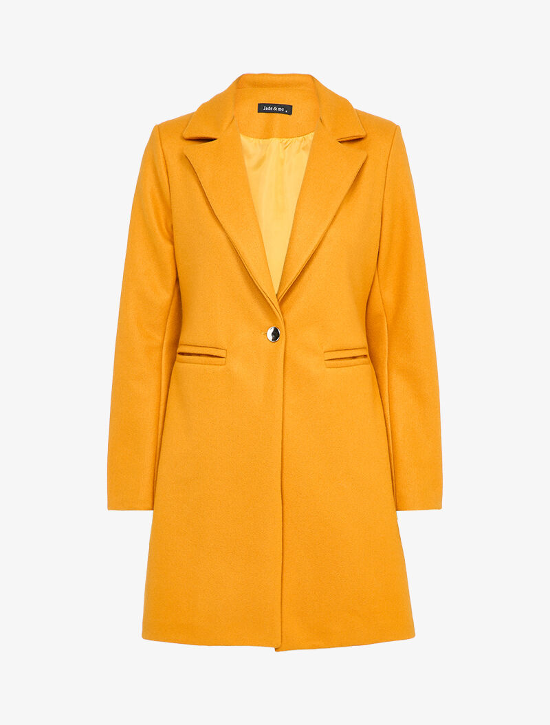 Manteau mi-long en laine mélangée - Moutarde - 1