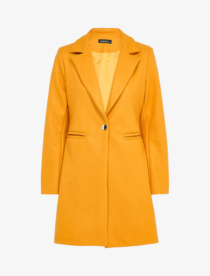 Manteau mi-long en laine mélangée - Moutarde - 1