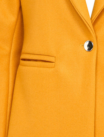 Manteau mi-long en laine mélangée - Moutarde - 3