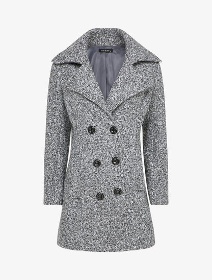 Manteau mi-long à pans croisés effet laine bouclée - Gris foncé - 1