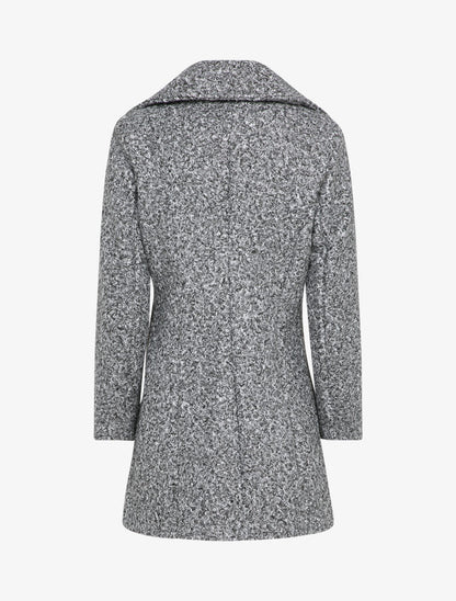 Manteau mi-long à pans croisés effet laine bouclée - Gris foncé - 2
