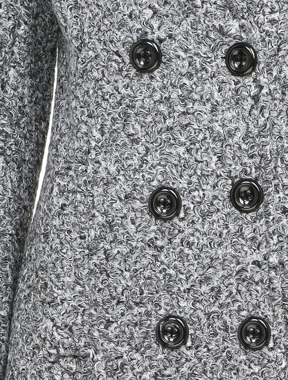 Manteau mi-long à pans croisés effet laine bouclée - Gris foncé - 3