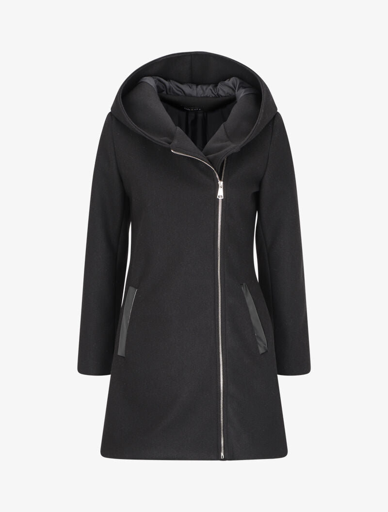 Manteau à capuche et à zip asymétrique - Noir - 4